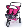 Прогулочная коляска для двух кукол, розовая