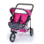 Прогулочная коляска для двух кукол, розовая
